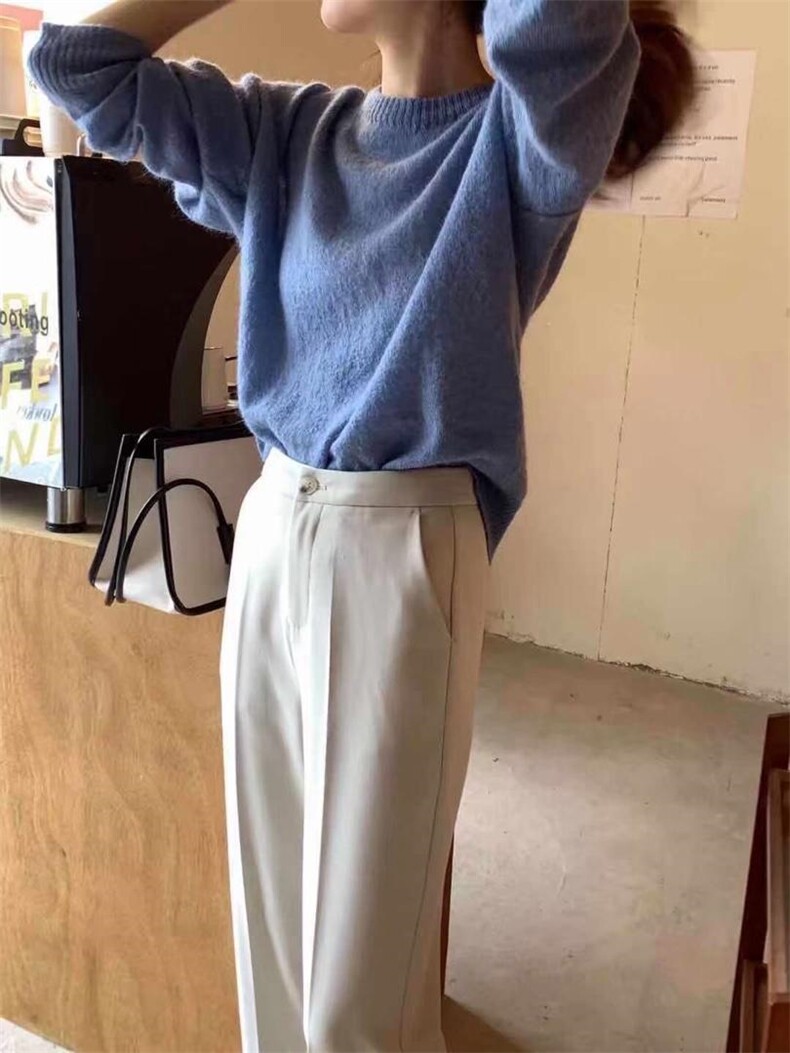 马海毛套头毛衣、主要颜色好看，女装针织衫/毛衣，炽元素