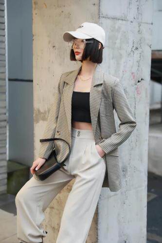 春季新款超火格子西装，女装西装，变色鸟(4F)
