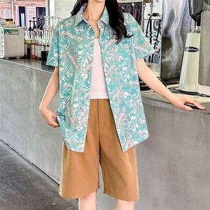 扎染短袖衬衫男女2025夏季宽松ins港风小众潮流沙滩休闲大码上衣图片