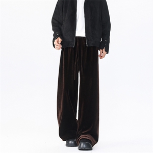 8XL-M 加绒美拉德宽松金丝绒阔腿裤垂感拖地裤K993P55加绒65控78图片