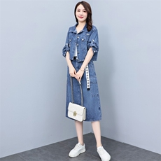 欧洲站牛仔套装女2024春秋新款休闲时尚洋气减龄外套半身裙两件套，女装套装/套裙，靓星雨