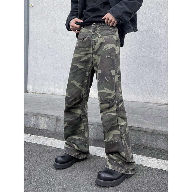 B221美式ins高街暗黑拉链休闲迷彩牛仔裤LK24156-P65控88,男装牛仔裤,电商B221