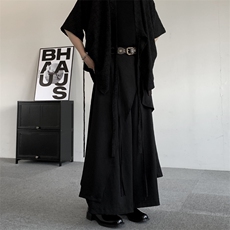 25山本风双层剑道裤小众暗黑风新中式男女多叠穿阔腿裤裤裙西裤，男装西裤，星座909