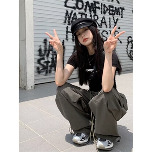 美式阔腿伞兵工装裤男女宽松复古休闲裤潮牌长裤束脚WLG8433-P40图片