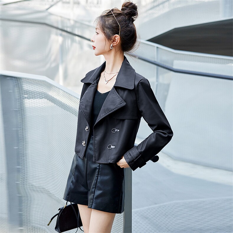 现货皮衣外套女2023年春季新款洋气减龄短款皮夹克潮两件套,女装套装/套裙,江南女神