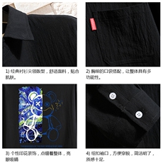 QC58290-P45亚麻七分袖衬衫男大码五分袖衬衣男短袖，男装T恤，电商A040A