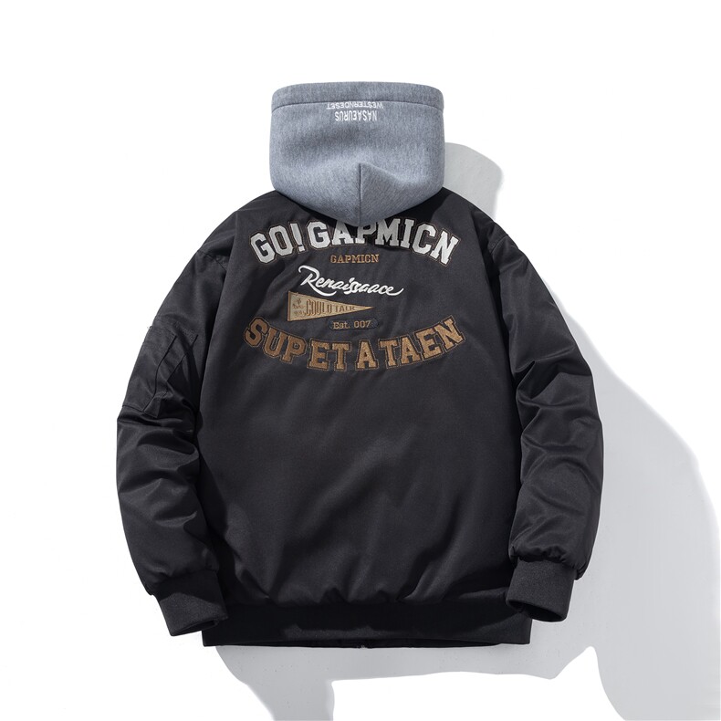 现货三色带帽可拆卸秋冬飞行服棉服情侣装夹克,男装棉衣,电商A105
