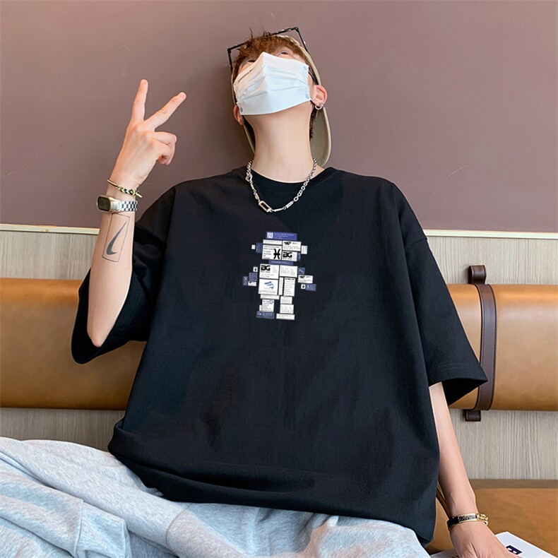 ！纯棉重磅220克夏季男士印花短袖T恤QT707-T274-P25,男装T恤,星座617B