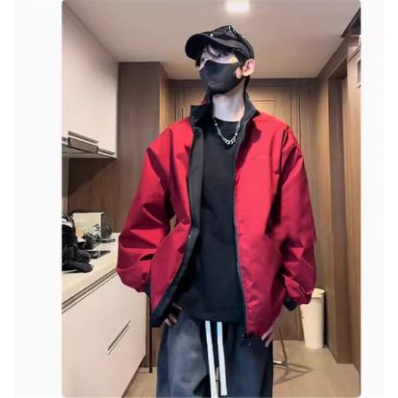 网图有货黑红撞色正反两面穿满天星防水夹克男J337-P70，男装夹克，星座1505