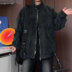 PY5027/特P60秋装立领皮衣夹克男女复古立领扎染宽松外套图片
