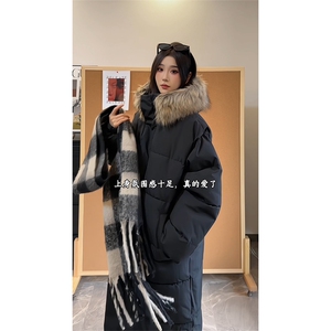 中长款棉服连帽毛领可拆保暖棉服外套男女 DZ51215-TP105188图片