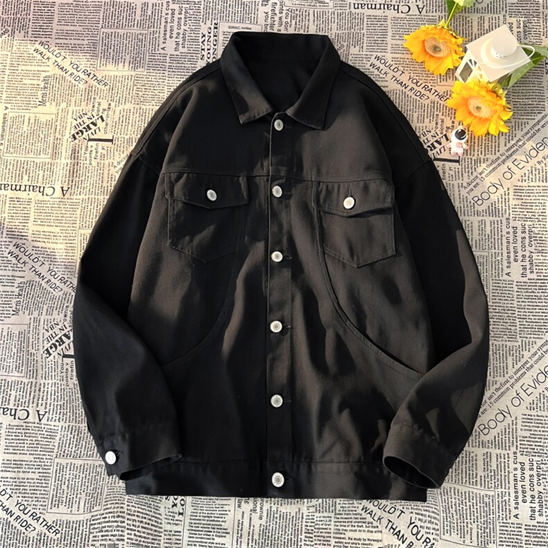 JK8003/P55春装新款现货毛毯平铺洗水夹克男简约外套上衣百搭潮图片