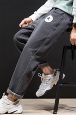 NK46008-P45加绒-P55百搭牛仔裤男士宽松九分裤男直筒裤子男，男装牛仔裤，电商A040A