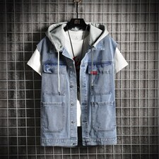 MJ208-58-限价88牛仔大码网格马甲男工装ins无袖坎肩外穿潮牌春，男装工装外套，星座103A