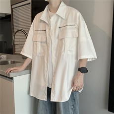 衬衫男韩版潮流短袖高街帅2026夏季新款ins宽松百搭外套CY227-P40，男装T恤，星座412