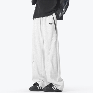 撞色解构弯刀卫裤男秋季美式复古hiphop潮流宽松直筒高街休闲裤子图片