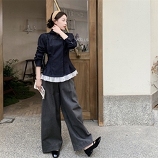 现货主推牛仔拼接压邹牛仔衬衣裙p125-k198，女装衬衫，丝露怡语