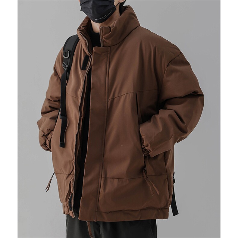 现货美式高街休闲夹克冬季立领纯色三防户外工装加厚棉服外套,男装夹克,电商A486