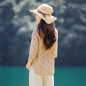 2026年夏春季女短袖苎麻文艺/优雅文艺风图片