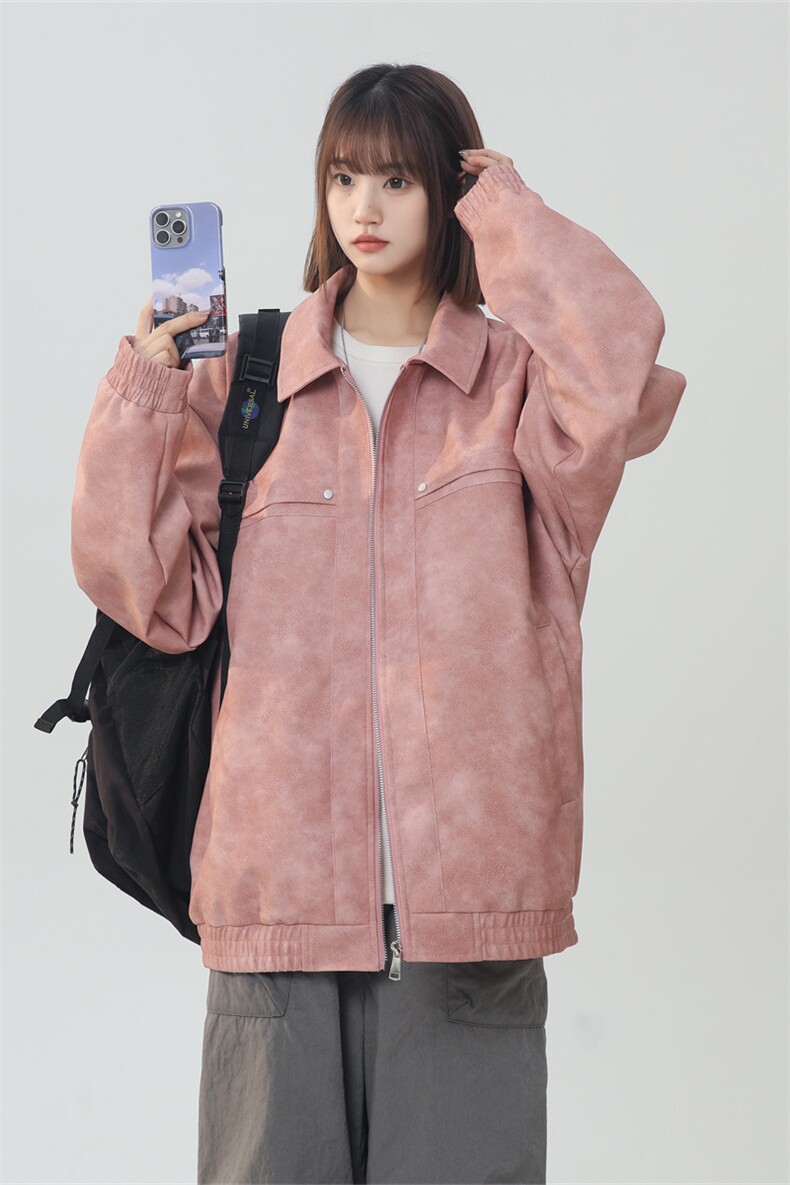 PU皮工装翻领夹克2025秋季痞帅潮流二开外套XZ301b-2-JK2591P75,男装夹克,星座301B-2（原A443-1）