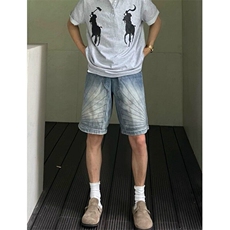 美式重工解构牛仔短裤男夏季宽松复古水洗情侣五分裤ND06，男装牛仔裤，星座1116A（原606A-3）