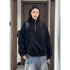 美式复古半拉链套头卫衣男女秋季宽松情侣百搭休闲上衣特P48，男装卫衣，电商C306-1