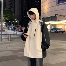 港风拼接上衣夹克宽松落肩拼色冲锋衣外套JK839P75，男装夹克，星座1204-3