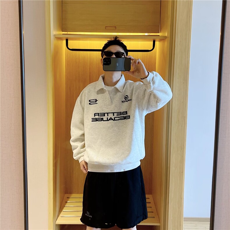 有货DWW13-批48重磅字母印花POLO领卫衣男秋冬，男装Polo衫，星座603-2