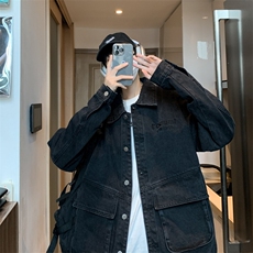 复古牛仔外套男韩版衣服炸街美式工装夹克秋原宿风外衣B801/P68，男装工装外套，星座506