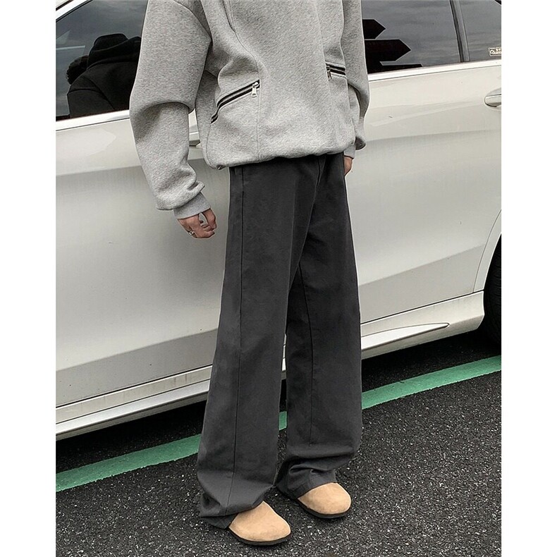 美式灰色阔腿牛仔裤男春季复古cleanfit直筒拖地长裤RK2361-P53,男装牛仔裤,星座412-2