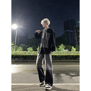渐变修身牛仔裤美式高街vibe裤子图片