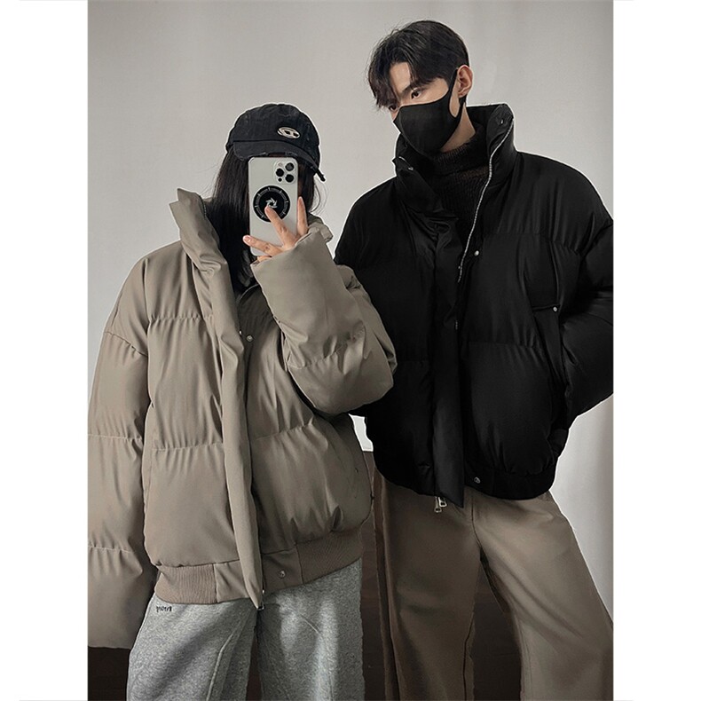 支持二开 立领PU皮棉服男短款棉衣外套宽松面包服 M810-P75图片