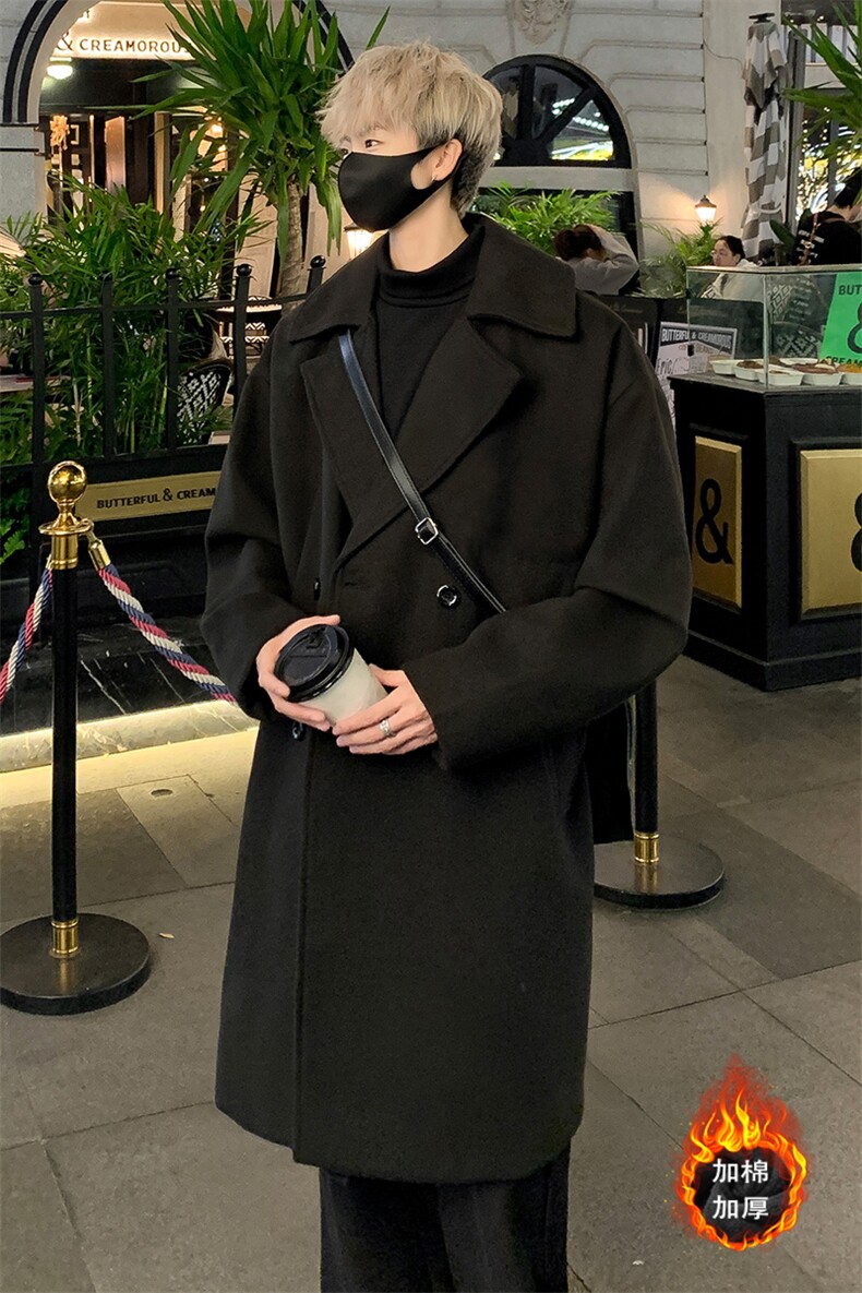 港风加厚毛呢大衣男中长款呢子风衣英伦雅痞男装外套MN1798/P100,男装毛呢大衣,电商B316