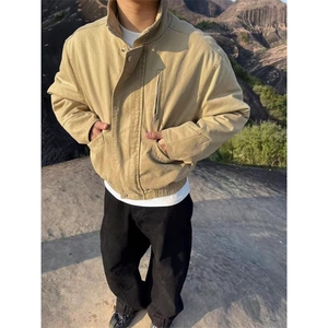 美式复古立领廓形飞行夹克男女巴恩风短款工装情侣外套JKK777图片