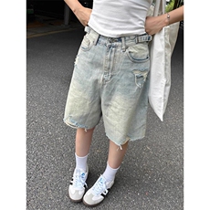 做旧五分牛仔短裤女夏季高腰显瘦阔腿百搭5分中裤子NGD121，男装牛仔裤，星座1116A（原606A-3）