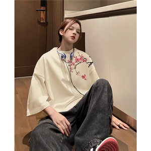 抖音品质直播得物风新中式印花短袖T恤dcm295-特批20控38图片