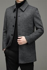 时尚风衣男中长款新款中年秋冬毛呢羊毛大衣休闲外套HM8215-P340，男装风衣，电商B212（原钱塘6029）