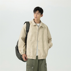 脏脏皮衣外套男装秋季工装夹克潮牌机车服复古PU皮上衣JK8806 P70图片