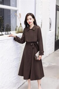 【现货】新款收腰两件套风衣裙图片
