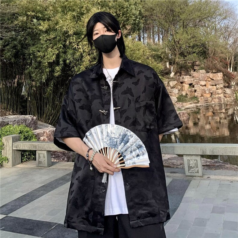潮新中式唐装衬衫男文艺帅百搭2024夏季新款ins外套CY702-P43,男装衬衫,星座412-2