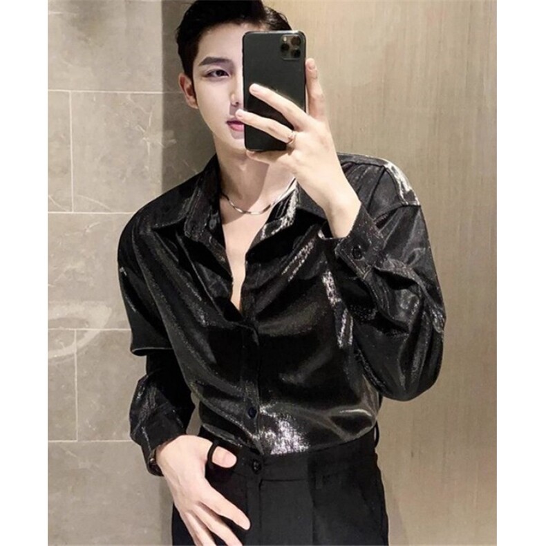 新潮的液态金属多变的闪亮设计衬衫潇洒时尚的男女衬衫C008,男装衬衫,星座1116A（原606A-3）