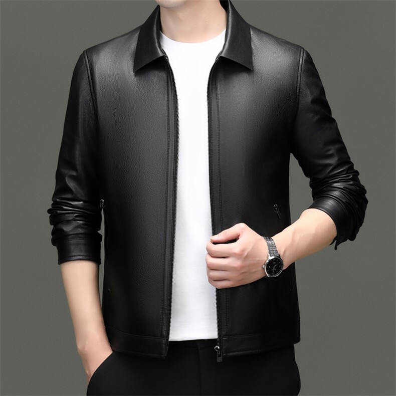 SG-FYBY24031秋款海宁男式头层山羊皮真皮皮衣男翻领修身休闲夹克，男装皮衣，电商B360A（原721A）