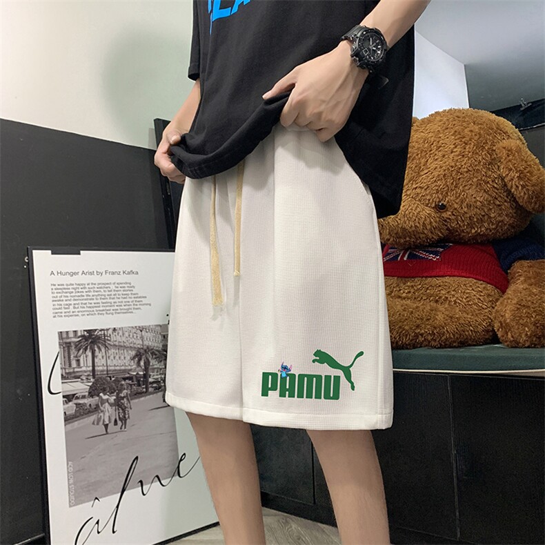 HD74227-P22 华夫格短裤男大码宽松五分裤男直筒中裤图片