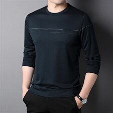 纯色印花T恤上衣2023秋季新款商务休闲时尚男装宽松圆领男士薄款，男装T恤，电商B212（原钱塘6029）