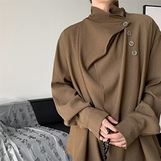 半高领衬衫男士痞帅高级感潮牌男装立领内搭休闲衬衣春季，男装衬衫，星座716-2