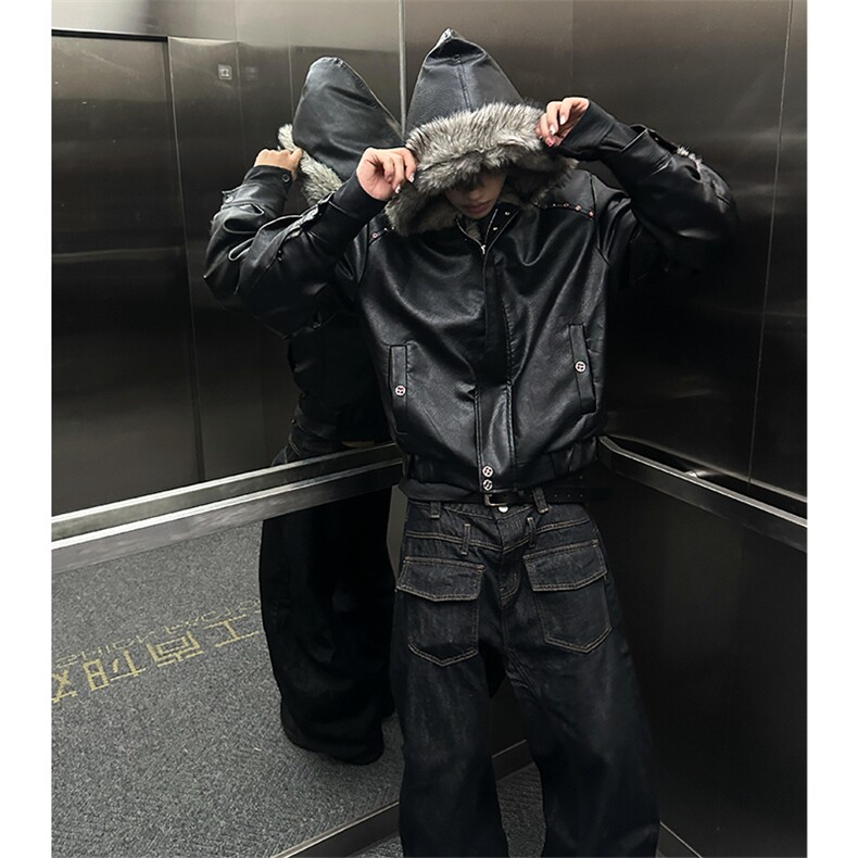 美式座山雕仿狼毛加绒加厚棉服夹克610A-1-LY284-P150,男装夹克,星座610A-1