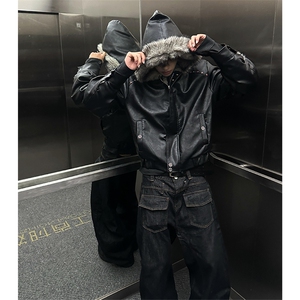 美式座山雕仿狼毛加绒加厚棉服夹克610A-1-LY284-P150图片