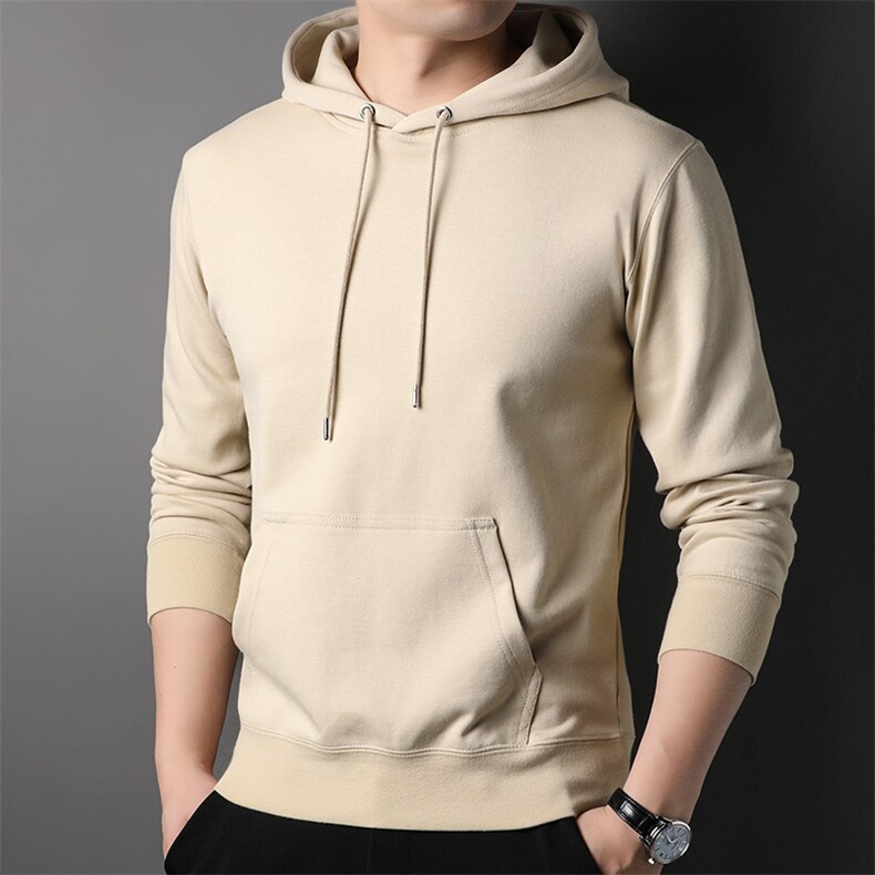 F6070钱塘2020-1春季新款男士连帽套头卫衣纯色休闲长袖T恤P54，男装T恤，钱塘207-1