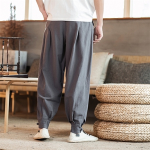 春夏中国风男装灯笼裤复古中式大码棉麻哈伦裤QT6008-1/K021/P65图片