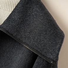 2025百搭时尚简约翻领拉链长袖羊毛大衣双面呢大衣，女装双面呢大衣，优远毛呢大衣